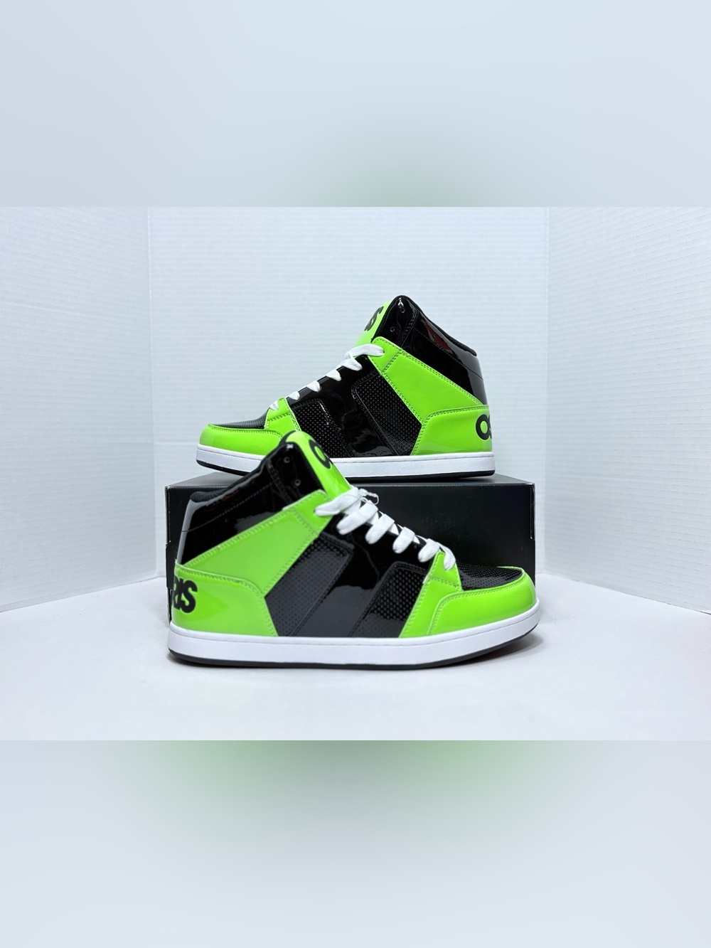 Osiris High-Top Sneakers in Neon Green and Black